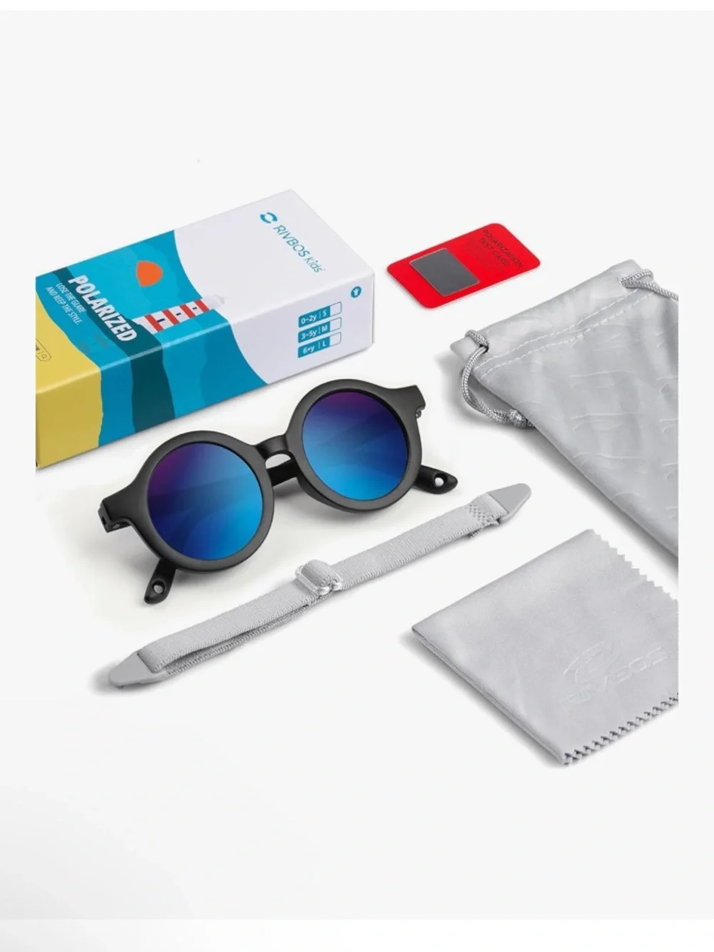 Baby Blue Aviator Wrap Polarized UV400 Sunglasses Soft Frame Secure Strap New
